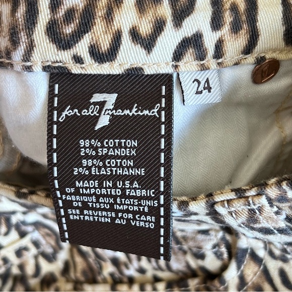 7 For All Mankind Leopard Print Festival Stretch Cigarette Leg Jeans Sz 24 - Picture 12 of 12